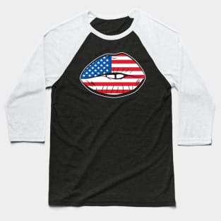 All American Patriot Lips USA Patriot Flag Lips Baseball T-Shirt